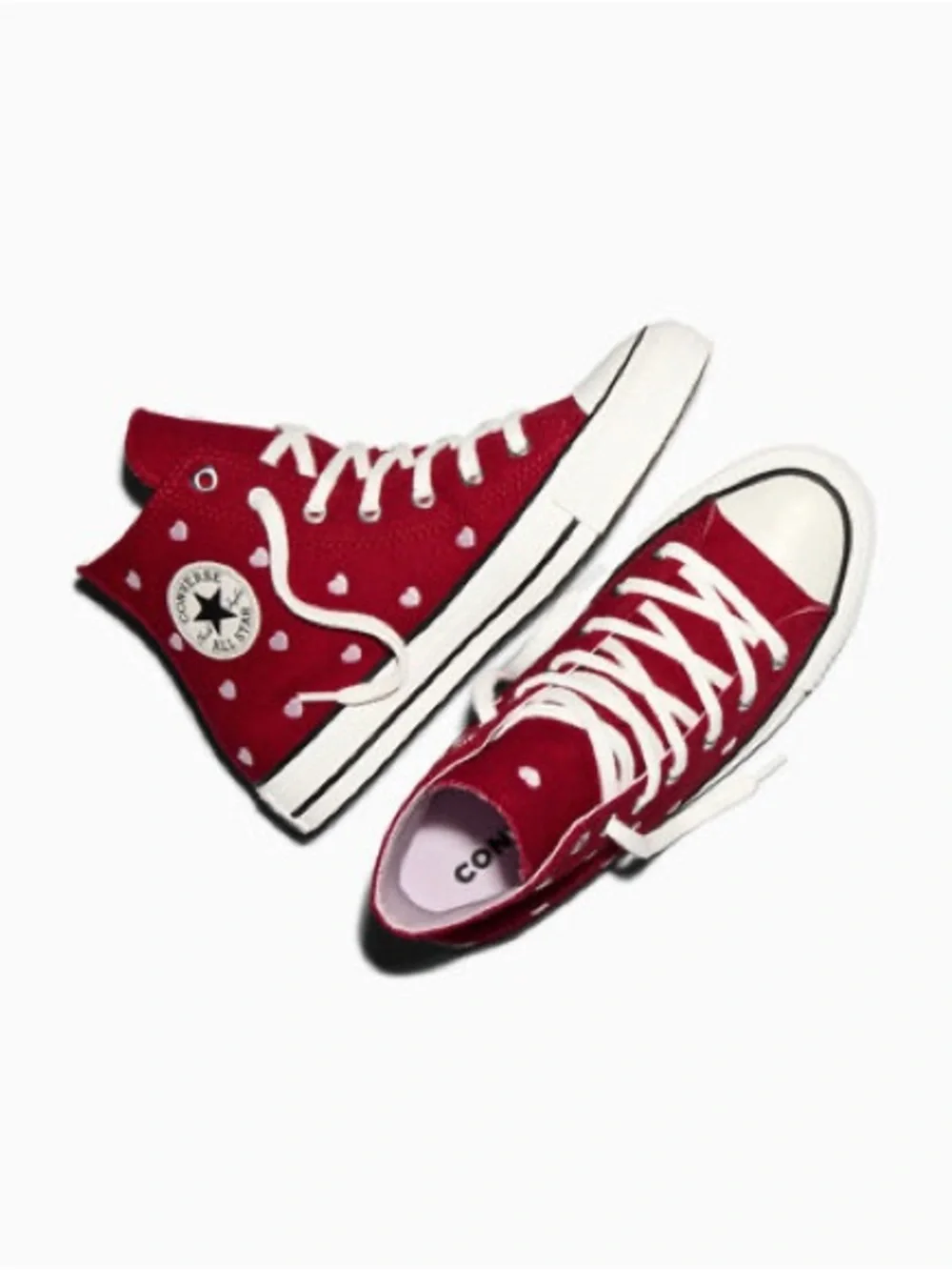 Converse Chuck Taylor All Star High Top Shoes Hearts Red Sneaker Youth Size 5.5